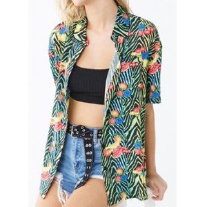 NWT tropical fruit button up forever 21